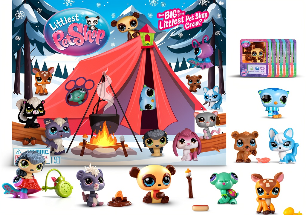 Littlest Pet Shop Bobblin Pets Camping Set displayed on a table