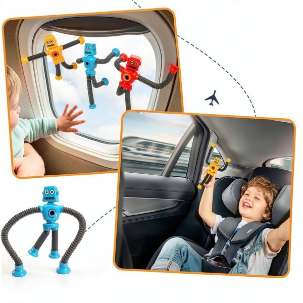 CHESLICR Telescope Suction Cup Robot Toy Sensory Kids-4