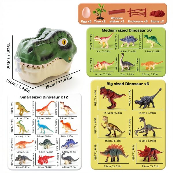 RISUNTOY Dinosaur Toys PVC Figures Play Set Kids 3+-1