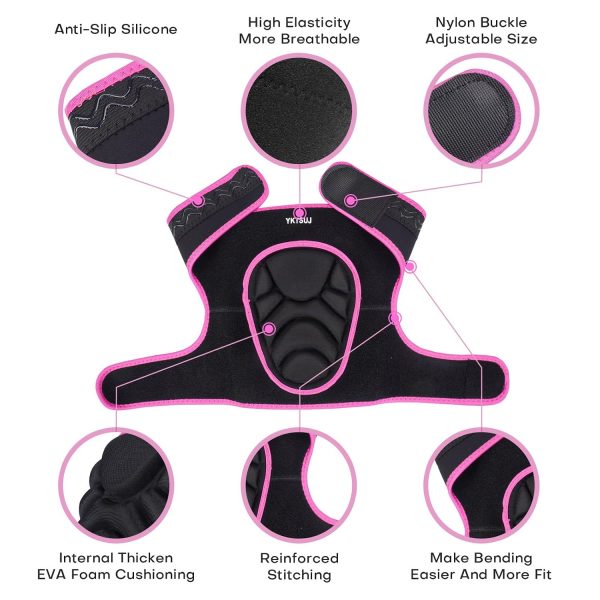 Knee Pad Women Men for Gardening House Working, Floor and Carpet Cleaning, Construction Work, Cleaning Knee Pads With High Elastic Fabric Black with Pink Edge M-2