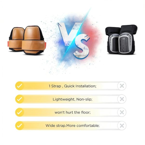 Leather Knee Pads, One Strap Non-slip Knee Pads, Machine Washable, Durable,Large Size-3