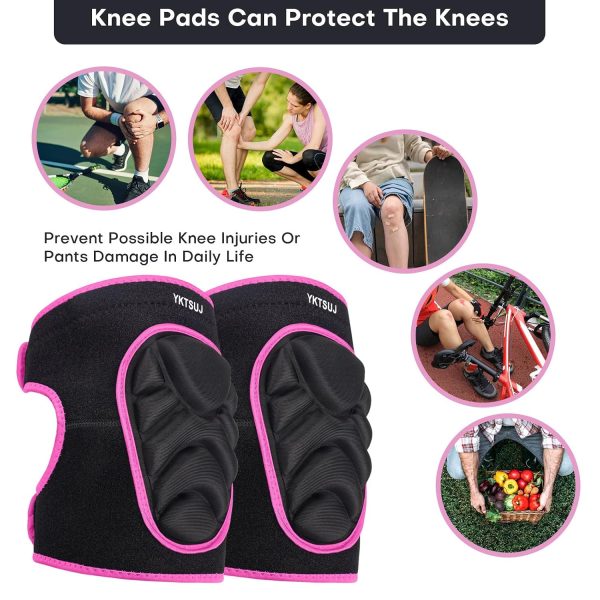 Knee Pad Women Men for Gardening House Working, Floor and Carpet Cleaning, Construction Work, Cleaning Knee Pads With High Elastic Fabric Black with Pink Edge M-4
