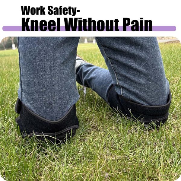 Work Knee Pads for Cleaning Gardening, Adjustable Foam Kneepad with Elastic Straps for Scrubbing Floors, Crawling Knee Cushion with Soft Inner Liner for Housekeeping Weeding Planting for Christmas, Black XL-4
