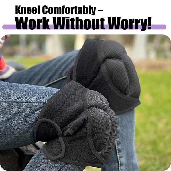 Work Knee Pads for Cleaning Gardening, Adjustable Foam Kneepad with Elastic Straps for Scrubbing Floors, Crawling Knee Cushion with Soft Inner Liner for Housekeeping Weeding Planting for Christmas, Black XL-3
