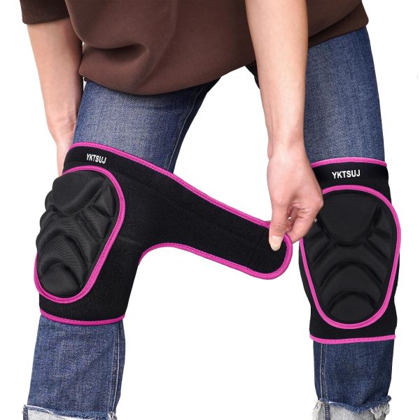 Knee Pad Women Men for Gardening House Working, Floor and Carpet Cleaning, Construction Work, Cleaning Knee Pads With High Elastic Fabric Black with Pink Edge M-1