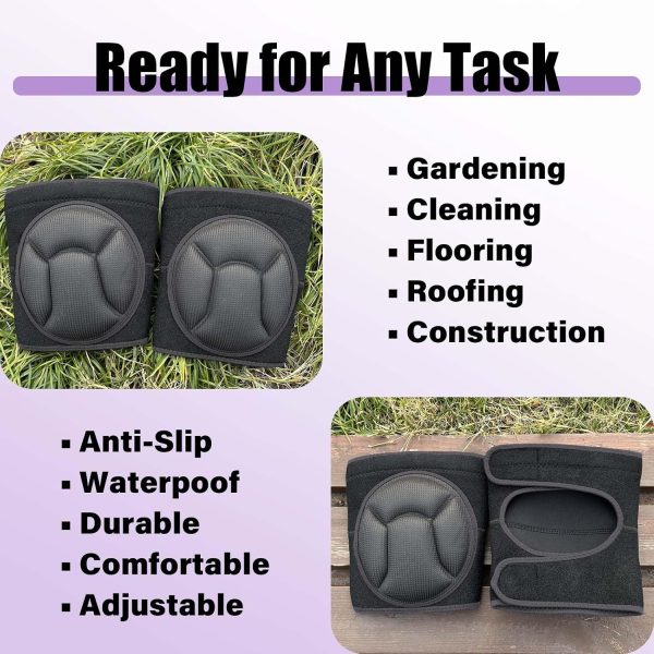 Work Knee Pads for Cleaning Gardening, Adjustable Foam Kneepad with Elastic Straps for Scrubbing Floors, Crawling Knee Cushion with Soft Inner Liner for Housekeeping Weeding Planting for Christmas, Black XL-1