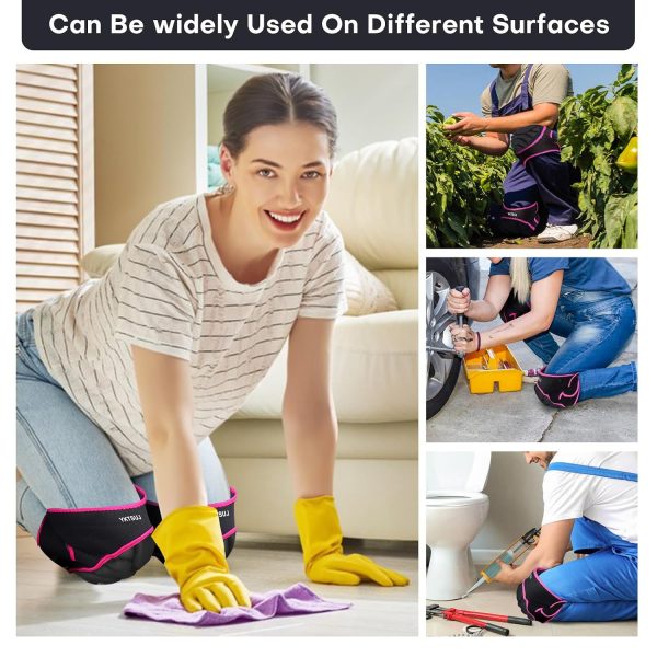Knee Pad Women Men for Gardening House Working, Floor and Carpet Cleaning, Construction Work, Cleaning Knee Pads With High Elastic Fabric Black with Pink Edge M-5