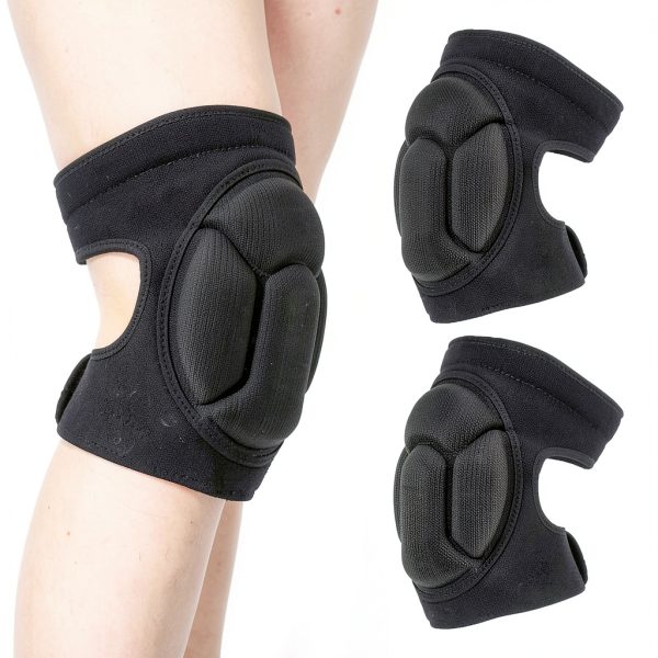 Knee Pads, Work Thick Foam Knee Pads Work Anti Slip Collision Avoidance Knee Pads for Gardening Construction Cleaning Flooring Men Women(COLOR:Black)-0