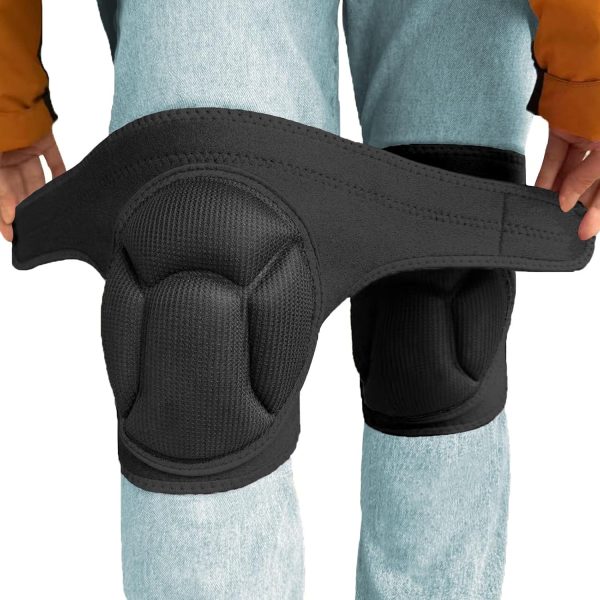 Work Knee Pads for Cleaning Gardening, Adjustable Foam Kneepad with Elastic Straps for Scrubbing Floors, Crawling Knee Cushion with Soft Inner Liner for Housekeeping Weeding Planting for Christmas, Black XL-0