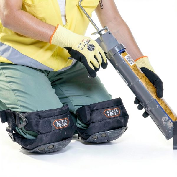 Klein Tools 60344 Knee Pads, Hinged Gel Knee Pads with Slip Resistant Rubber Caps, Quick-Release Clips and Adjustable Straps, Black-3