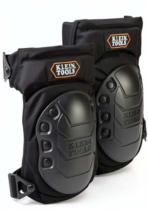 Klein Tools 60344 Knee Pads, Hinged Gel Knee Pads with Slip Resistant Rubber Caps, Quick-Release Clips and Adjustable Straps, Black-0